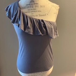 Dark Gray One Shoulder Ruffle Tank Size Small